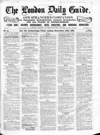 cover page of London Daily Guide and Stranger's Companion published on December 10, 1859