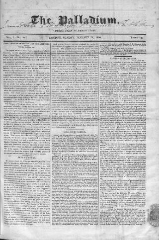 cover page of Palladium 1825 published on January 29, 1826