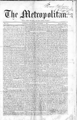 cover page of Metropolitan published on November 1, 1856