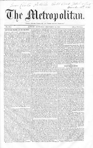 cover page of Metropolitan published on December 13, 1856