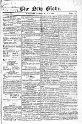 cover page of New Globe published on July 5, 1823