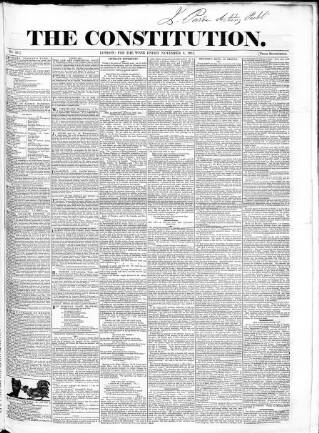 cover page of Constitution published on November 6, 1831