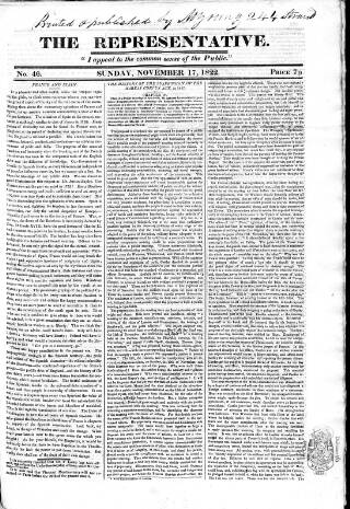 cover page of Representative 1822 published on November 17, 1822