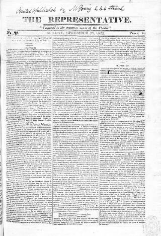 cover page of Representative 1822 published on December 29, 1822