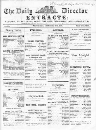 cover page of Daily Director and Entr'acte published on December 28, 1859