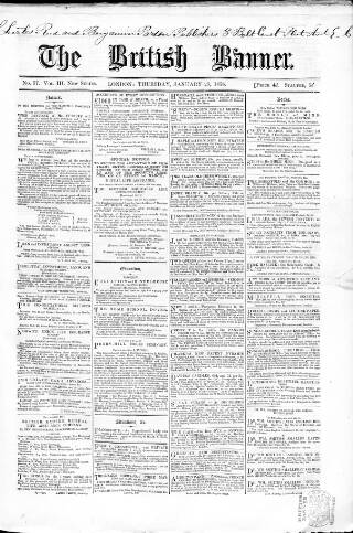 cover page of British Banner 1856 published on January 28, 1858