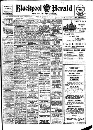 cover page of Blackpool Gazette & Herald published on November 23, 1909