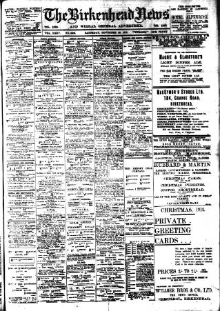 cover page of Birkenhead News published on November 23, 1912