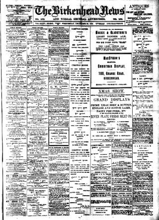 cover page of Birkenhead News published on December 25, 1912