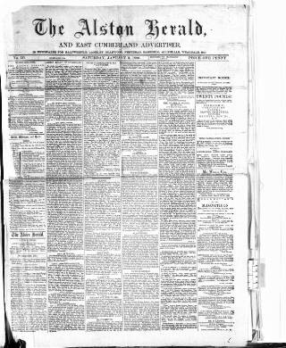 cover page of Alston Herald and East Cumberland Advertiser published on January 3, 1880