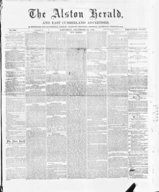 cover page of Alston Herald and East Cumberland Advertiser published on December 25, 1880