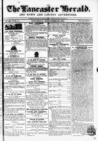 cover page of Lancaster Herald and Town and County Advertiser published on November 26, 1831