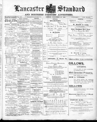 cover page of Lancaster Standard and County Advertiser published on December 18, 1908