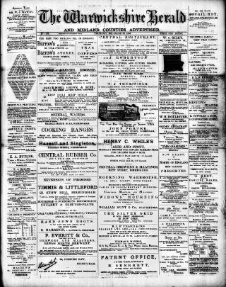 cover page of Warwickshire Herald published on December 25, 1890