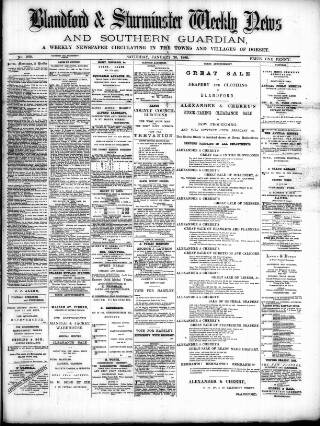 cover page of Blandford Weekly News published on January 26, 1889