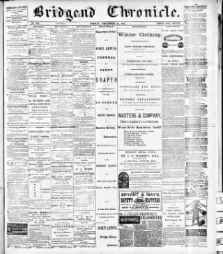 cover page of Bridgend Chronicle published on December 25, 1885