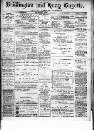 cover page of Bridlington and Quay Gazette published on January 26, 1884