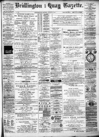 cover page of Bridlington and Quay Gazette published on December 25, 1886