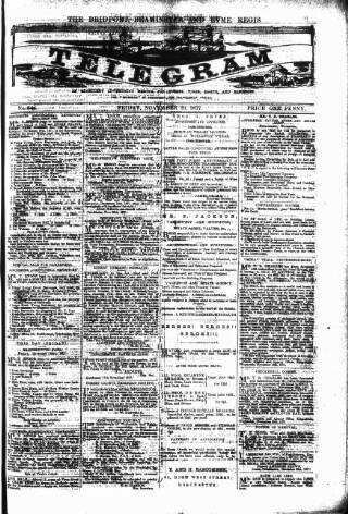 cover page of Bridport, Beaminster and Lyme Regis Telegram published on November 23, 1877