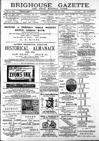 cover page of Brighouse & Rastrick Gazette published on January 26, 1895