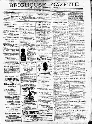 cover page of Brighouse & Rastrick Gazette published on December 17, 1898