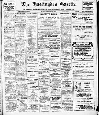 cover page of Haslingden Gazette published on December 25, 1909