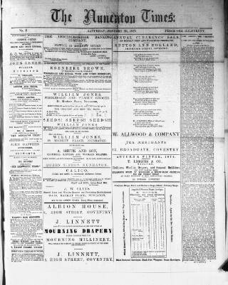 cover page of Nuneaton Times published on January 30, 1875