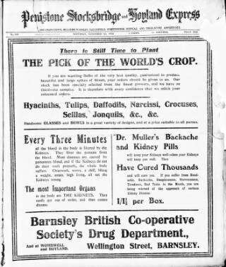 cover page of Penistone, Stocksbridge and Hoyland Express published on November 23, 1912