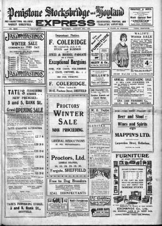 cover page of Penistone, Stocksbridge and Hoyland Express published on January 26, 1924