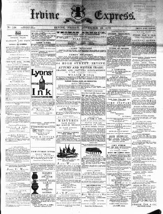 cover page of Irvine Express published on November 23, 1883