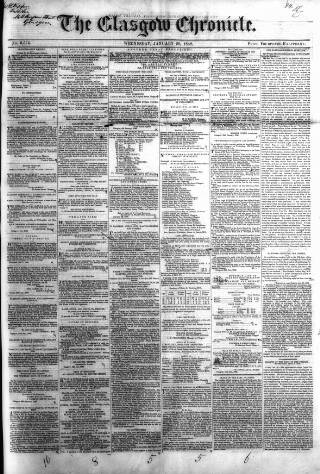 cover page of Glasgow Chronicle published on January 26, 1848