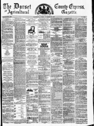 cover page of Dorset County Express and Agricultural Gazette published on November 23, 1880