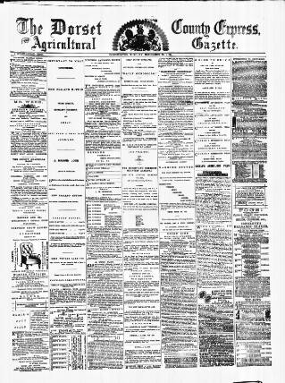 cover page of Dorset County Express and Agricultural Gazette published on December 25, 1883