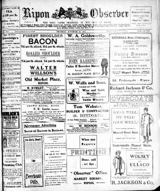 cover page of Ripon Observer published on November 23, 1911