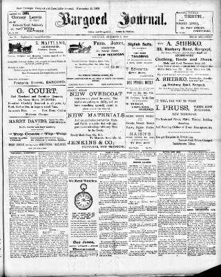 cover page of Bargoed Journal published on November 23, 1905