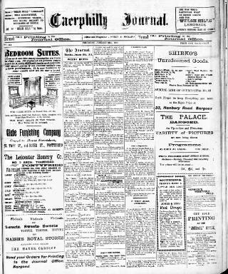 cover page of Bargoed Journal published on January 26, 1911