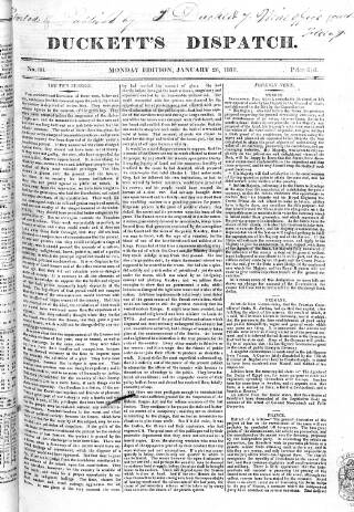 cover page of Duckett's Dispatch published on January 26, 1818