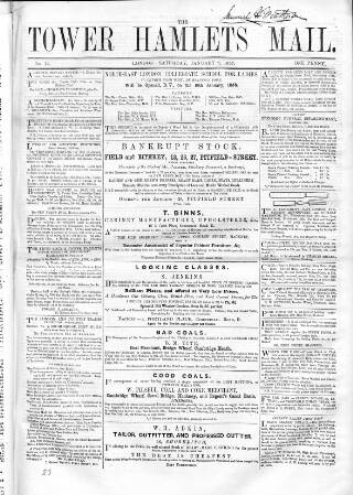 cover page of Tower Hamlets Mail published on January 9, 1858