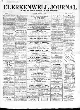 cover page of North London Record published on December 5, 1868