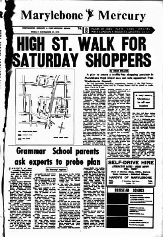 cover page of Marylebone Mercury published on December 25, 1970