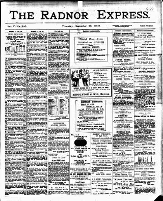 cover page of Radnor Express published on December 25, 1902