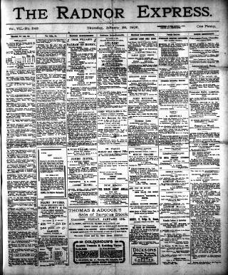 cover page of Radnor Express published on January 26, 1905