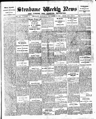 cover page of Strabane Weekly News published on December 25, 1915