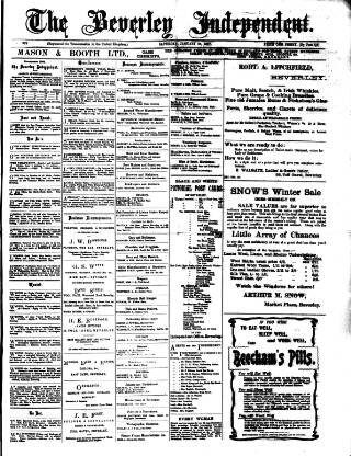 cover page of Beverley Independent published on January 26, 1907