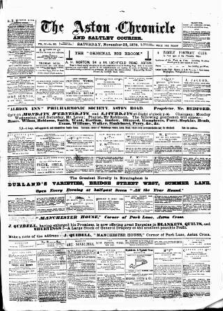 cover page of Birmingham & Aston Chronicle published on November 23, 1878