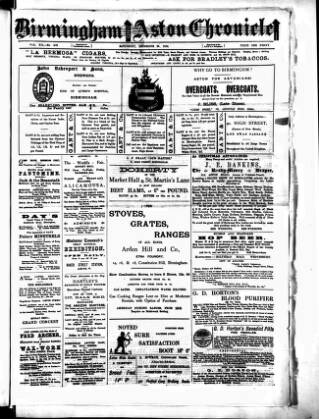 cover page of Birmingham & Aston Chronicle published on December 25, 1886