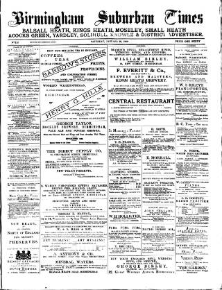 cover page of Birmingham Suburban Times published on January 26, 1889