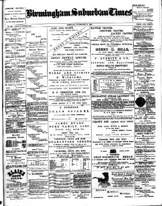 cover page of Birmingham Suburban Times published on November 23, 1895