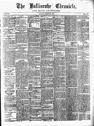 cover page of Ballinrobe Chronicle and Mayo Advertiser published on January 26, 1895