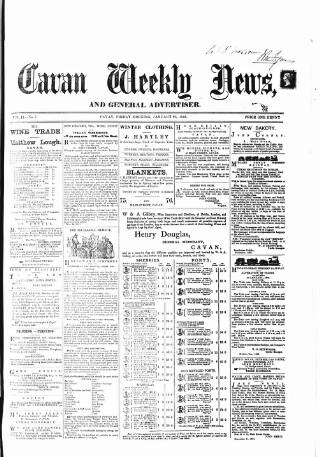 cover page of Cavan Weekly News and General Advertiser published on January 26, 1866